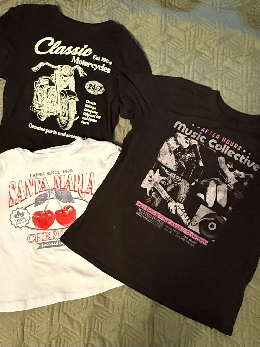 Graphic Tee Bundle- Black Motorcycle & Music Designs